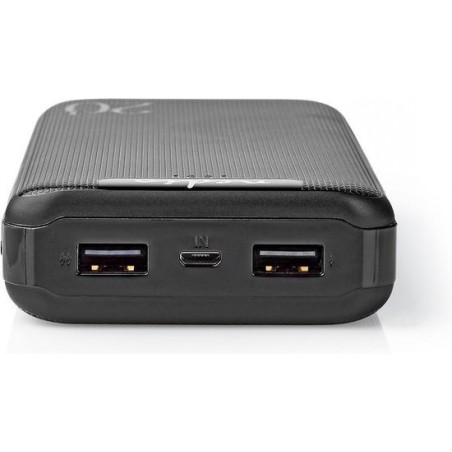 Nedis Premium Powerbank met 2x USB-A en 1x USB-C poort (max. 3,1A) - 20.000 mAh / zwart