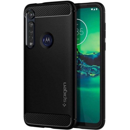 Hoesje Motorola Moto G8 Plus - Spigen Rugged Armor Case  - Zwart