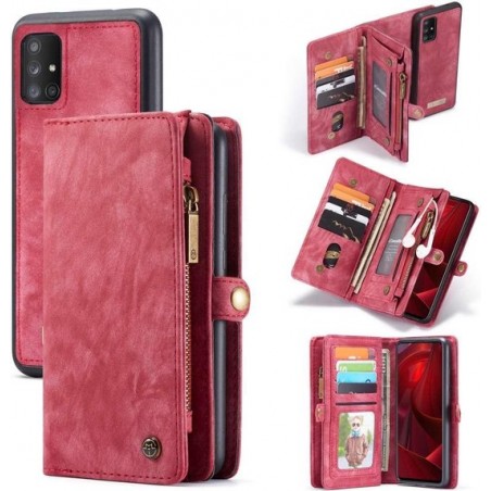 CASEME - Samsung Galaxy A71 Vintage Wallet Case - Rood