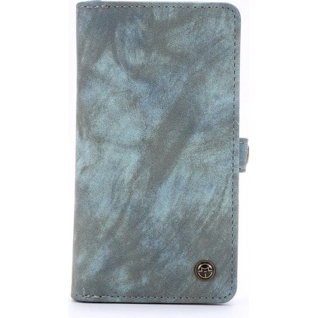 Caseme - iPhone 12 Hoesje - Uitneembare Portemonnee Vintage Blauw