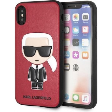 Karl Lagerfeld Backcover hoesje Rood - Cool Karl Red - iPhone X en iPhone Xs - Siliconen rand