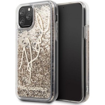 Apple iPhone 11 Pro Max Karl Lagerfeld Backcover Glitter Signature - Goud