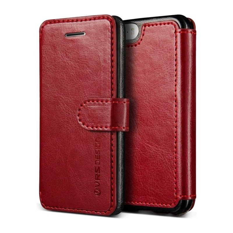 VRS DESIGN Layered Dandy leather case Apple iPhone SE - Wine/Black