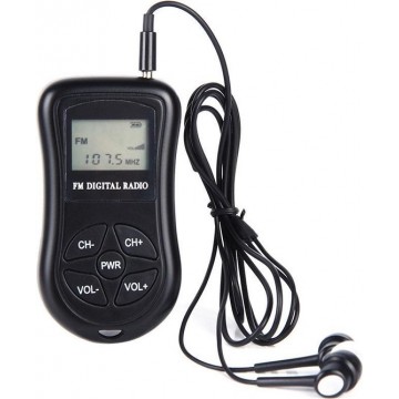 Let op type!! HRD-107 DSP Digitaal Beeldscherm draagbare stereo FM-radio met headset (zwart)