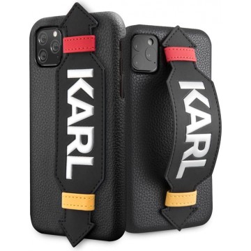 Karl Lagerfeld collection 2020 back cover met KARL strap voor de Apple iPhone 11 Pro Zwart