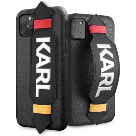 Karl Lagerfeld collection 2020 back cover met KARL strap voor de Apple iPhone 11 Pro Zwart