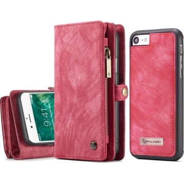 Caseme - vintage 2 in 1 portemonnee hoes - iPhone 7 / 8 / SE (2020) - Rood