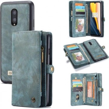 CASEME - OnePlus 7 Vintage Portemonnee Hoesje - Blauw