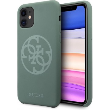 GUESS Premium Tone On Tone Backcover Hoesje iPhone 11 - Midnight green