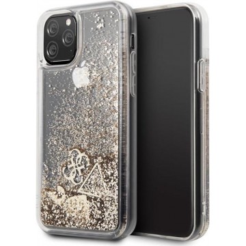 Apple iPhone 11 Pro Guess Backcover Glitter Hearts - Goud