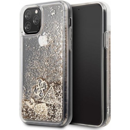 Apple iPhone 11 Pro Guess Backcover Glitter Hearts - Goud