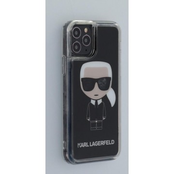 Karl Lagerfeld Backcover hoesje Glitter geschikt voor Apple iPhone 11 Pro - Zwart - Karl Iconic - KLHCN58ICGBK