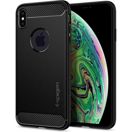 Hoesje Apple iPhone Xs Max - Spigen Rugged Armor Case - Zwart