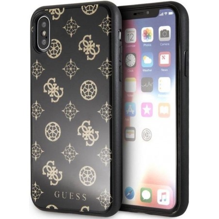 Guess Glitter Peony Hard Case - Apple iPhone X/XS (5,8") - Zwart