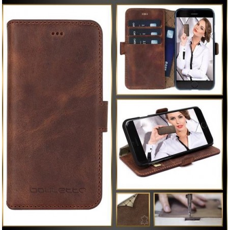 Bouletta Lederen iPhone 7/8 Hoesje BookCase New Edition - Antic Brown