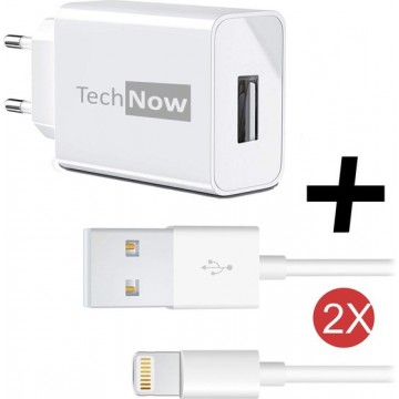 TechNow Oplader Fast Charge Snellader met 2x Lightning Kabel - 12 Watt - Apple iPhone / iPad