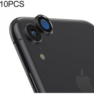 10 STKS titanium legering metalen camera lens beschermer gehard glas film voor iPhone XR (zwart)