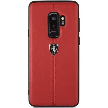 Ferrari Vertical Stripe Leather Hard Case - Samsung Galaxy S9 PLUS- Rood