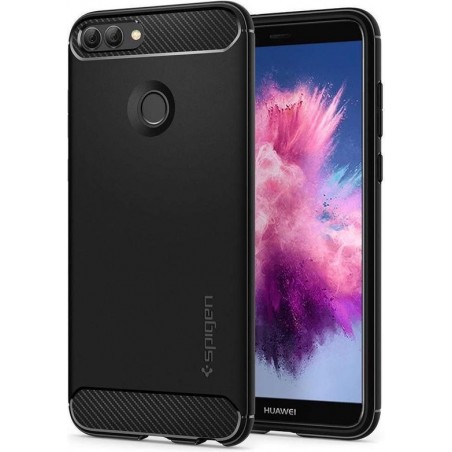 Hoesje Huawei P Smart - Spigen Rugged Armor Case - Zwart