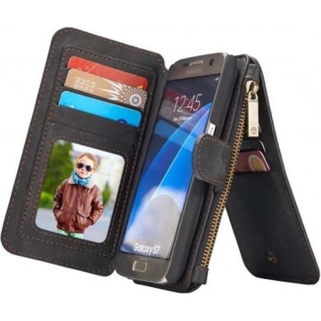CASEME - Samsung Galaxy S7 Retro Removable Wallet Case - Zwart