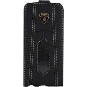 Lamborghini Leather/Carbon Flip Case iPhone 4/4S Black/Green