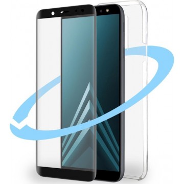 Azuri Samsung A6 Plus (2018) hoesje - 360 graden - Transparant/Zwart frame