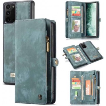 CaseMe Vintage Wallet Case Hoesje Samsung Galaxy Note 20 - Blauw