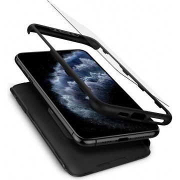 Spigen - Thin Fit 360 Apple iPhone 11 Pro Max Case met Tempered Glass - Zwart