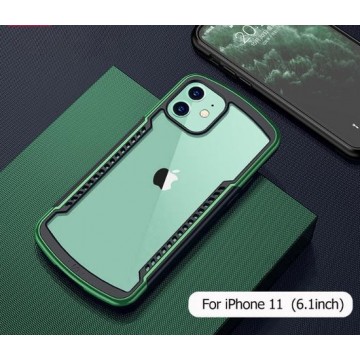 schokbestendig hoesje iPhone 11 - groen + glazen screen protector