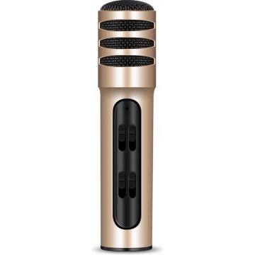 Let op type!! BGN-C7 Condensor Microfoon Dual Mobile Phone Karaoke Live Singing Microphone Ingebouwde geluidskaart (Goud)