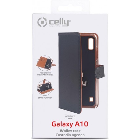 Celly - Galaxy A10s - Wally Bookcase Black - Openklap Hoesje Samsung Galaxy A10s - Samsung Case Black