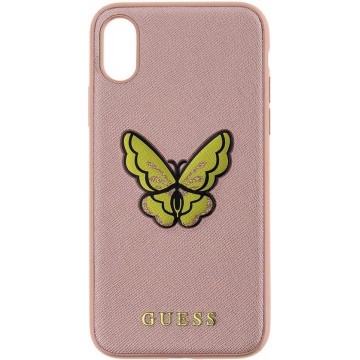 Guess Butterfly Hard Cover voor Apple iPhone X (5.8") - Roségoud