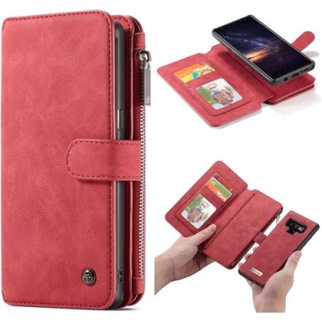 CASEME - Samsung Galaxy Note 9 Retro Removable Wallet Case - Rood