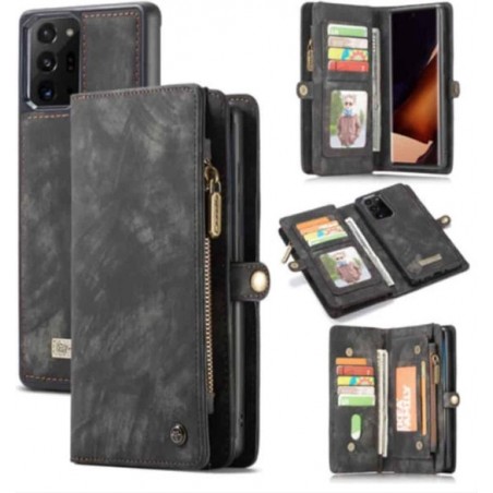 CaseMe Vintage Wallet Case Hoesje Samsung Galaxy Note 20 Ultra - Zwart