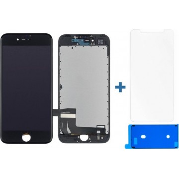 Compleet LCD Scherm voor de iPhone 7 incl. tempered glass screenprotector + plakstrip|Zwart/Black|AAA+ reparatie onderdeel