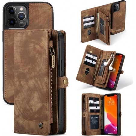 Caseme - vintage 2 in 1 portemonnee hoes - iPhone 12 Pro Max - Bruin