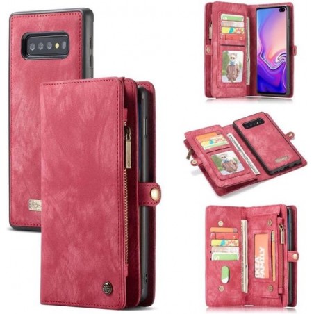 CASEME - Samsung Galaxy S10 Plus Vintage Portemonnee Hoesje - Rood