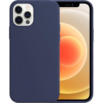 iPhone 12 Pro Max Case Hoesje Siliconen Hoes Back Cover - Donker Blauw