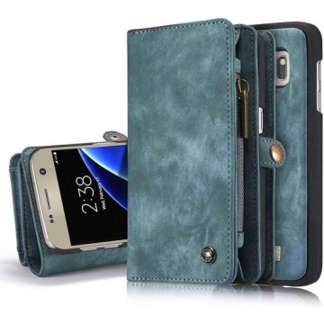 CASEME - Samsung Galaxy S7 Edge Vintage Portemonnee Hoesje - Blauw
