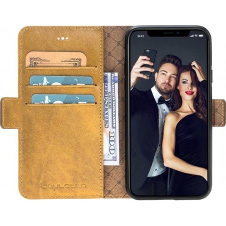 Bouletta Lederen Apple iPhone Xs Max Hoesje WalletCase Burned Yellow