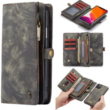 2 in 1 Leren Wallet + Case - iPhone 11 Pro 5.8 inch - Grijs - Caseme