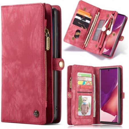 Caseme - vintage 2 in 1 portemonnee hoes - Samsung Galaxy Note 20 Ultra - Rood