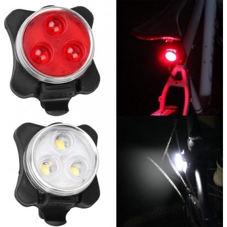 Let op type!! COB Lamp Bead 160LM USB Opladen Vier-speed waterdichte fietskoplamp / achterlicht set  rood + wit licht 650MA