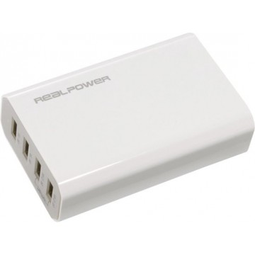 RealPower - 4-Poort USB Burolader - Desk Charger met SmartID
