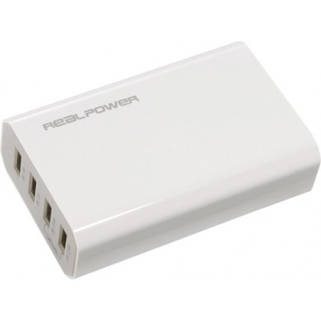 RealPower - 4-Poort USB Burolader - Desk Charger met SmartID