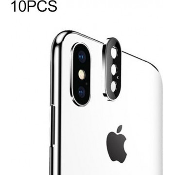 Let op type!! 10 PCS Titanium Alloy Metal Camera Lens Protector Tempered Glass Film for iPhone XS Max(Black)