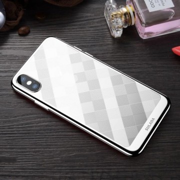 Let op type!! SULADA plating + radium carving TPU Soft Case voor iPhone XS Max (zilver)