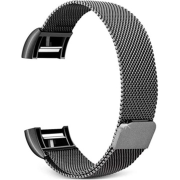 Let op type!! Smart Watch roestvrijstalen polsband horlogeband voor FITBIT charge 2  maat: S (zwart)