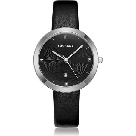 Let op type!! CAGARNY 6871 Fashion Life waterdichte zilveren shell stalen band quartz horloge (zwart)