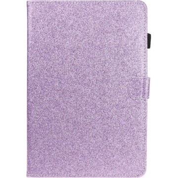 Voor Huawei MediaPad T5 Varnish Glitterpoeder Horizontaal Flip Leather Case met houder en kaartsleuf (paars)
